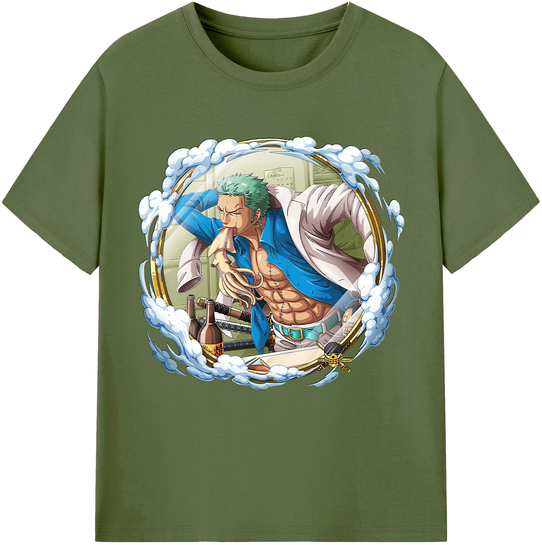ワンピース ロロノア・ゾロ ONE PIECE Roronoa Zoro 綿100％半袖Tシャツ（フロントプリント）